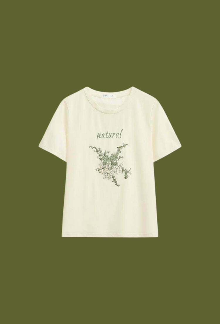 Charming Cottagecore Natural Tee - Y2K Baby Tee for Aesthetic Outfits & Fashion Trends