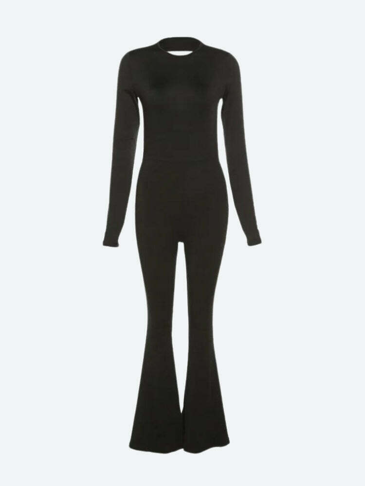 Chic Black Jumpsuit with Y2K Style, Perfect for Cottagecore and Old Money Outfits