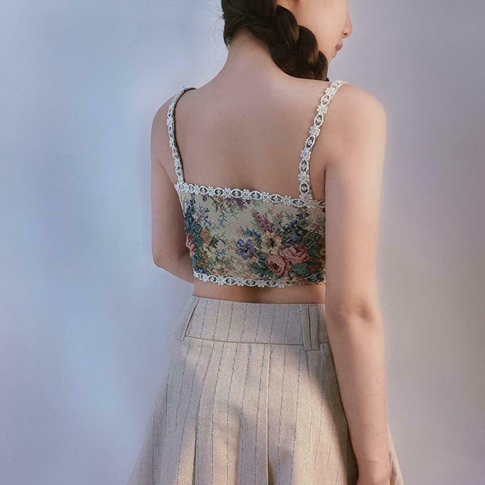 Chic Cottagecore Corset Top with Bow Tie Detail - Y2K Style Denim Tube Crop Top