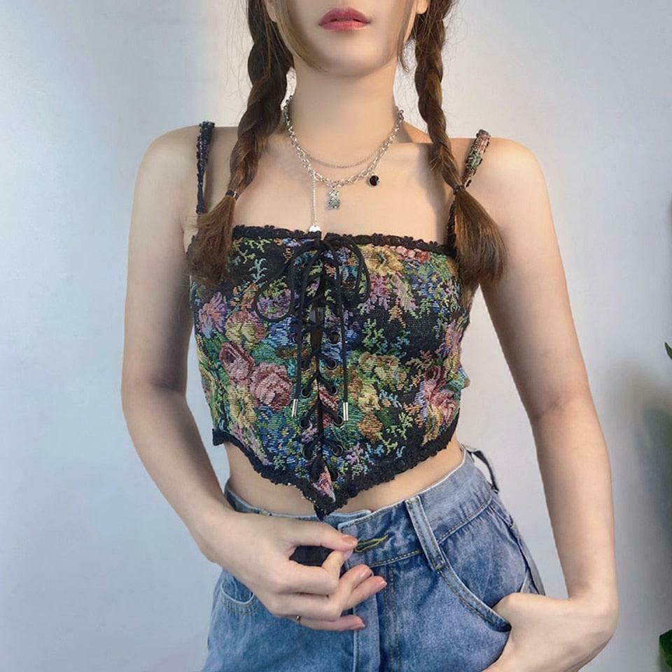 Chic Cottagecore Lace Corset Top with Bow Tie Detail - Perfect for Y2K Fairy Outfits