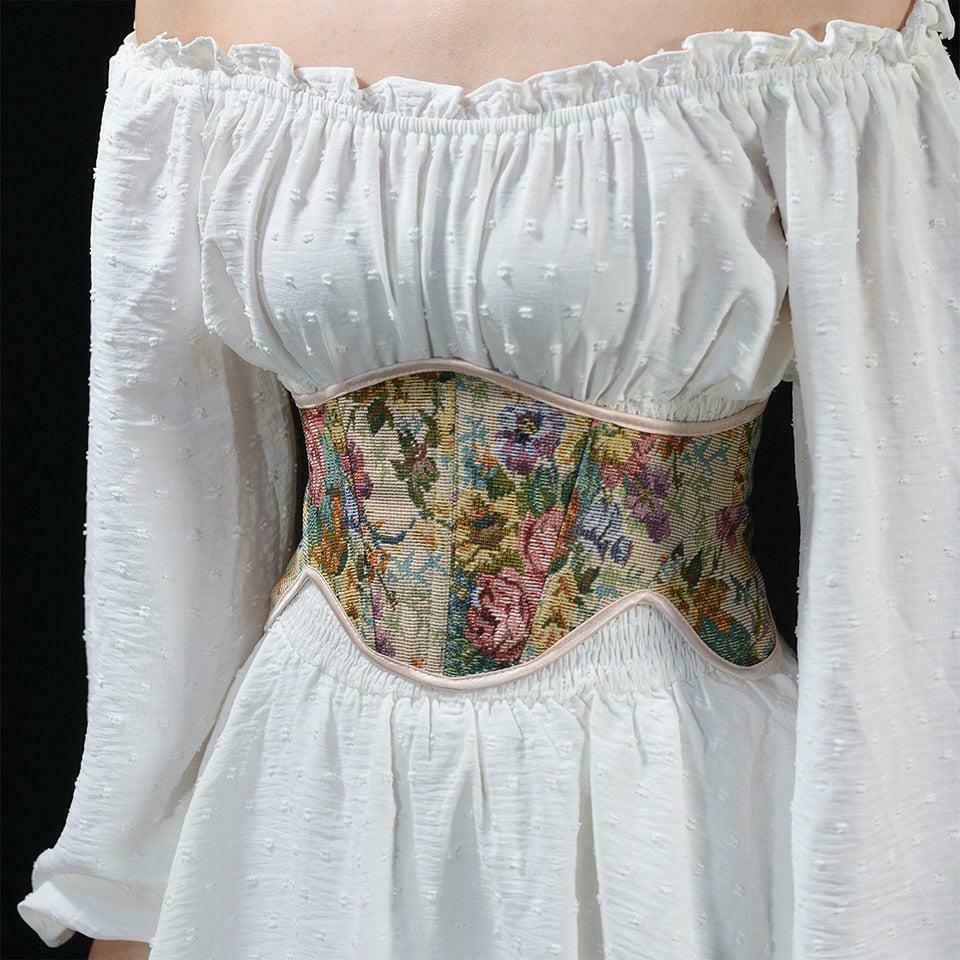 Chic Cottagecore Ribbon Lace-Up Waist Corset Top - Y2K Punk & Emo Style with Bows