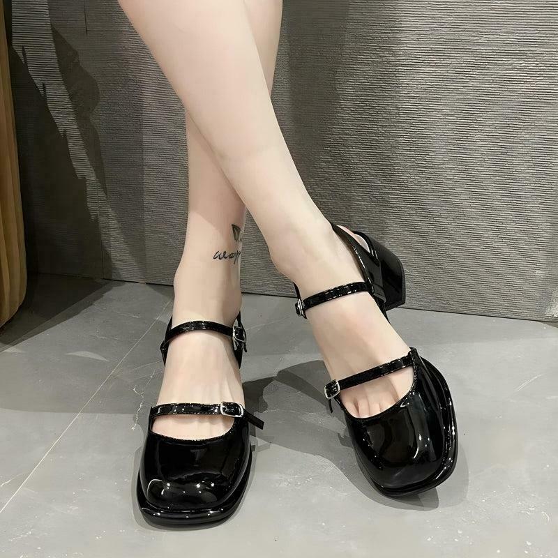 Chic Double Strap Mary Jane High Heels in Green Velvet for Trendy Y2K Cottagecore Outfits