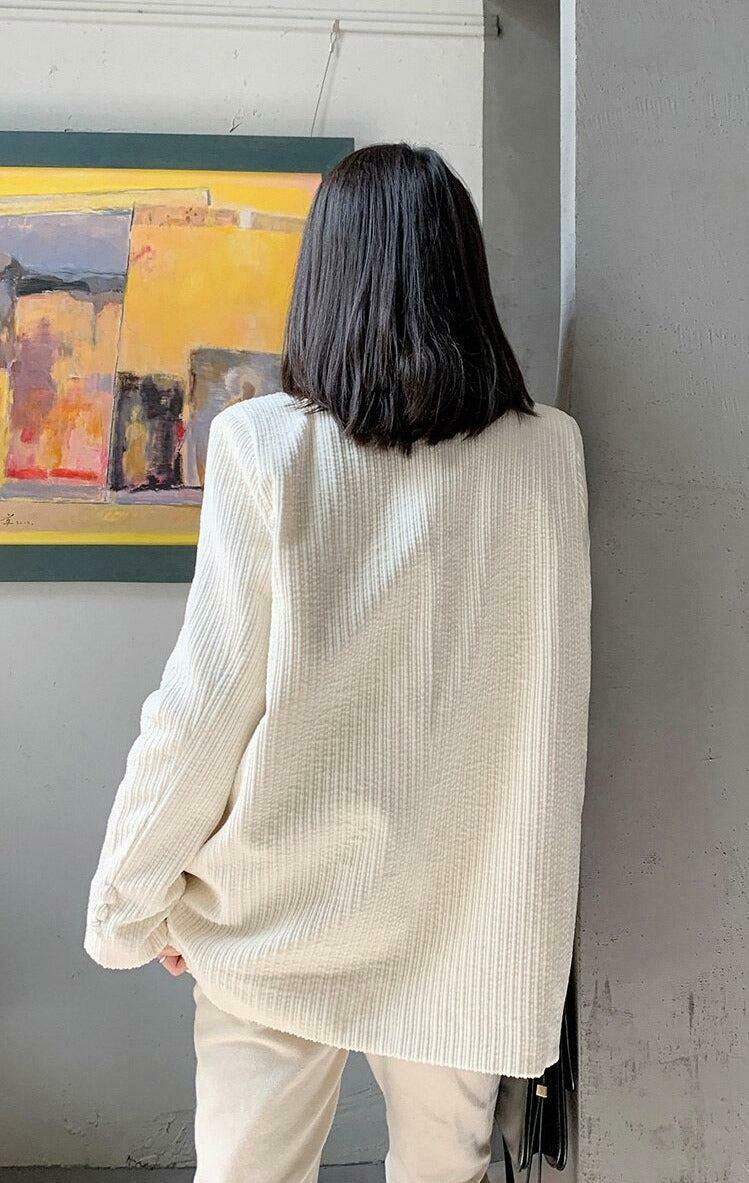 Chic Light Academia Corduroy Blazer - Vintage-Inspired Y2K Fashion Staple for Effortless Style