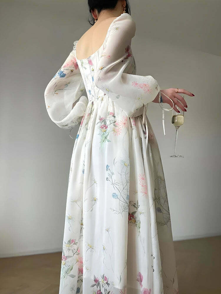 Chic Pink Plaid Cottagecore Maxi Dress - Bohemian Long Sleeve Sun Dress for Y2K Fashion