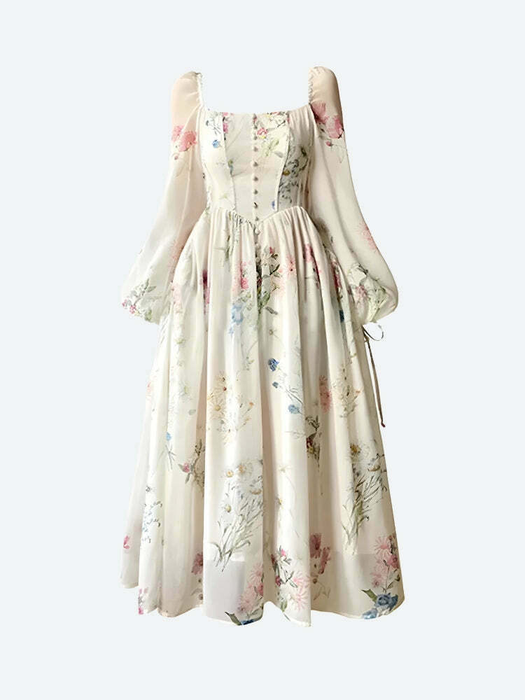 Chic Pink Plaid Cottagecore Maxi Dress - Bohemian Long Sleeve Sun Dress for Y2K Fashion