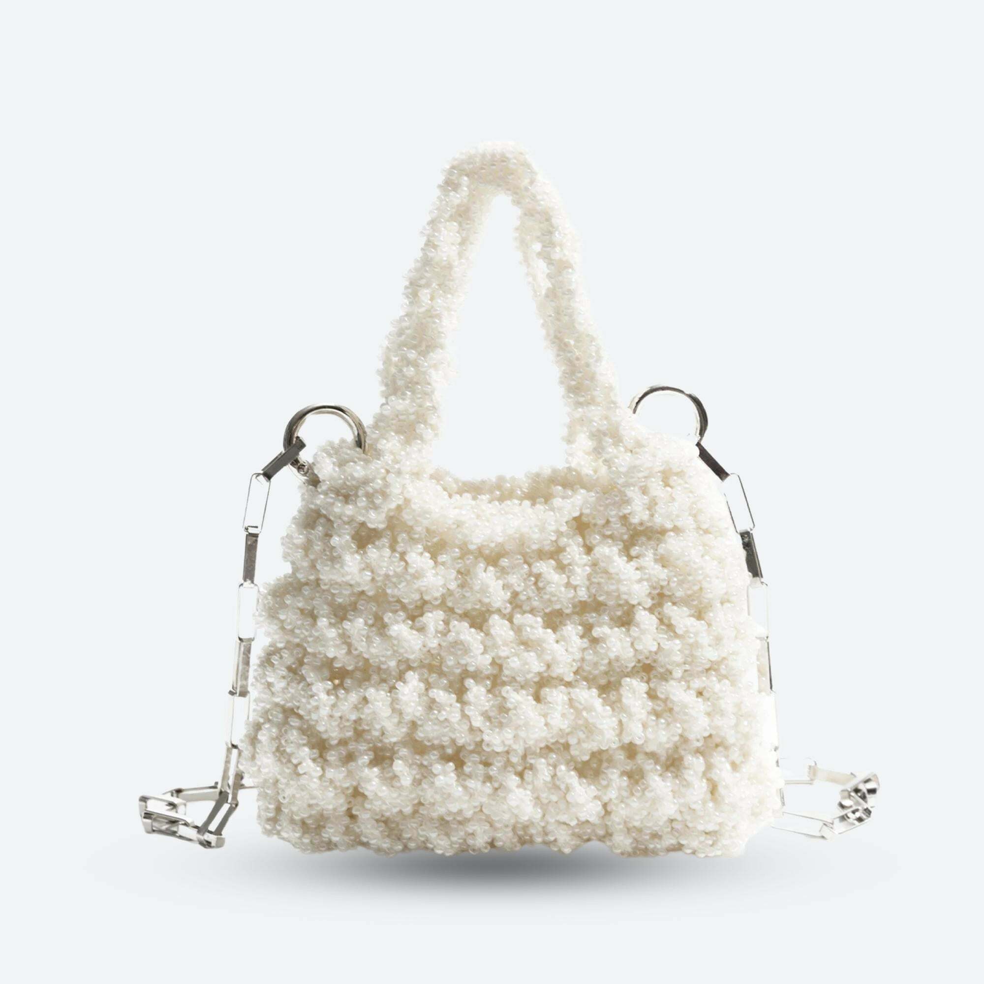 Chic Soft Girl Beaded Chain Strap Handbag - Trendy Y2K Minimalist Cottagecore Fashion
