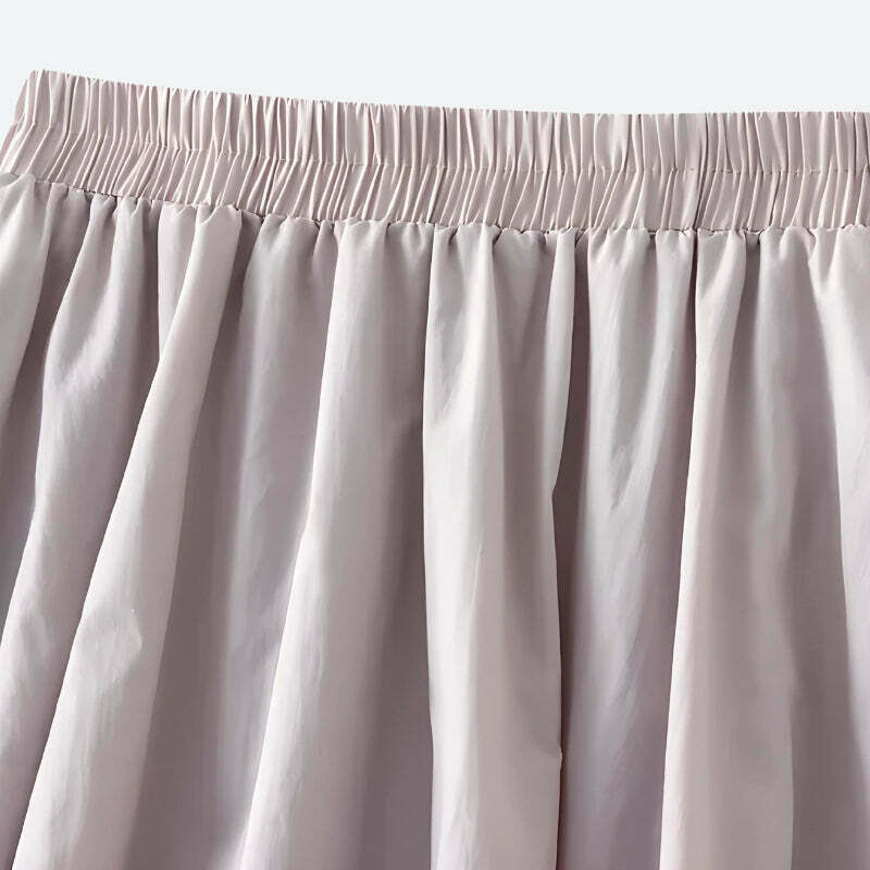 Chic Soft Girl Pastel Bubble Midi Skirt - Y2K Pleated Design in Khaki for Trendy Outfits