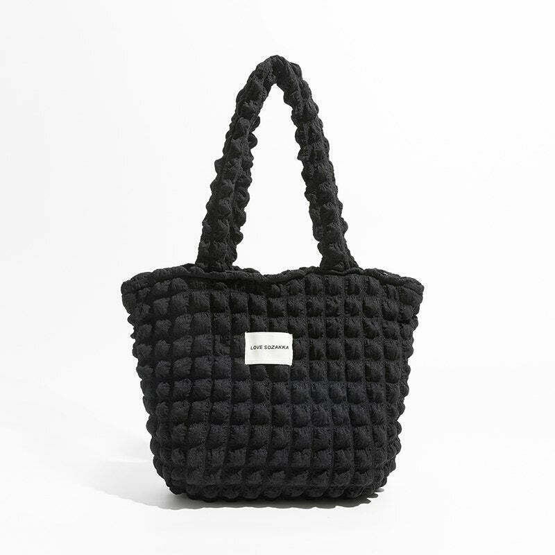 Chic Soft Girl Popcorn Handbag - Trendy Minimalist Accessory for Y2K and Cottagecore Fashion