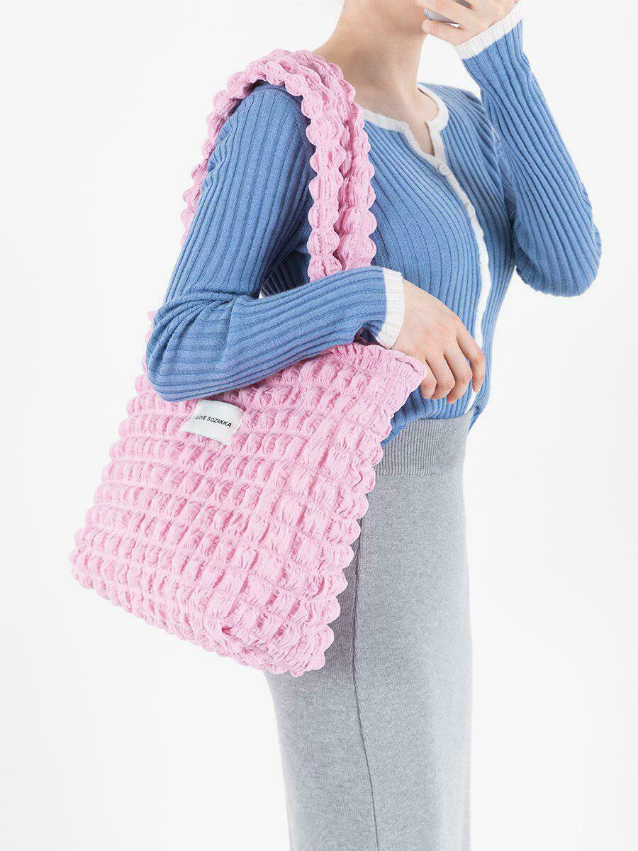 Chic Soft Girl Popcorn Handbag - Trendy Minimalist Accessory for Y2K and Cottagecore Fashion