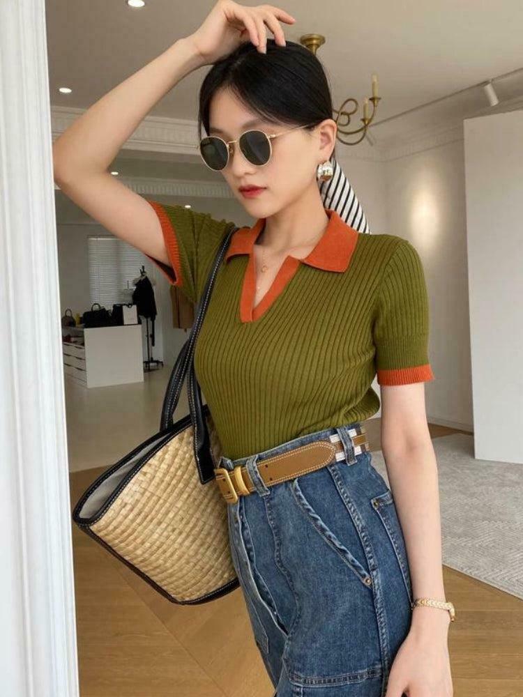 Chic Y2K Corduroy Polo Top - Stylish Crop Design for Trendy Outfits and Everyday Wear