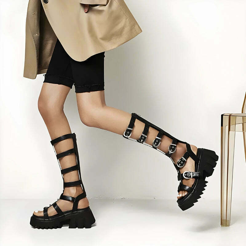 Chic Y2K Gladiator Sandals for Trendy Cottagecore Fashion and Emo Style Enthusiasts