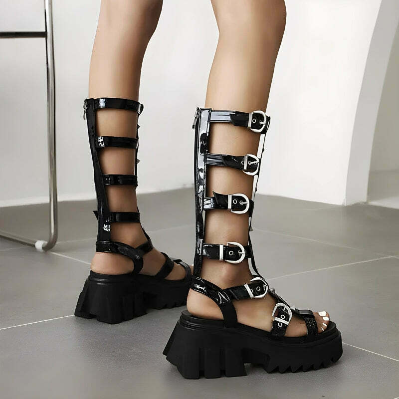 Chic Y2K Gladiator Sandals for Trendy Cottagecore Fashion and Emo Style Enthusiasts
