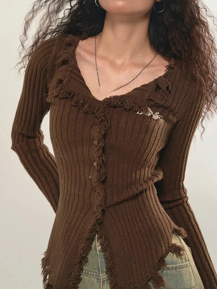 Fairy Grunge Distressed Corduroy Cardigan in Blue Floral - Y2K Vintage Style Essential