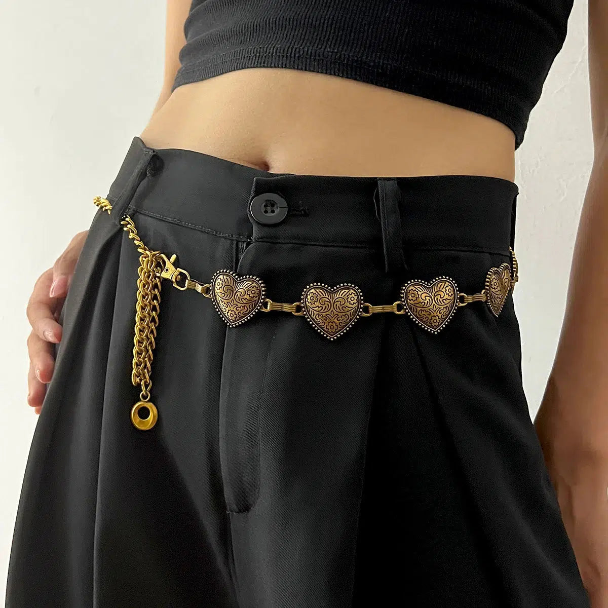 Kawaii Y2K Heart Belly Chain - Cute Silver Waist Chain for Trendy Cowgirl Style