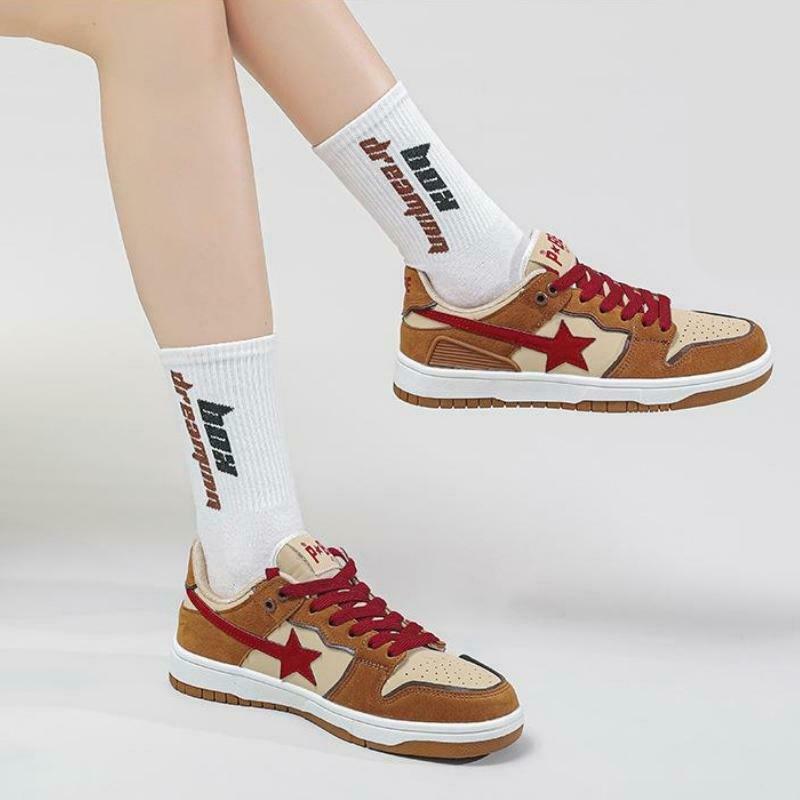 Trendy Star Embroidered Multicolor Sneakers for Y2K Fashion Lovers - Vintage Style