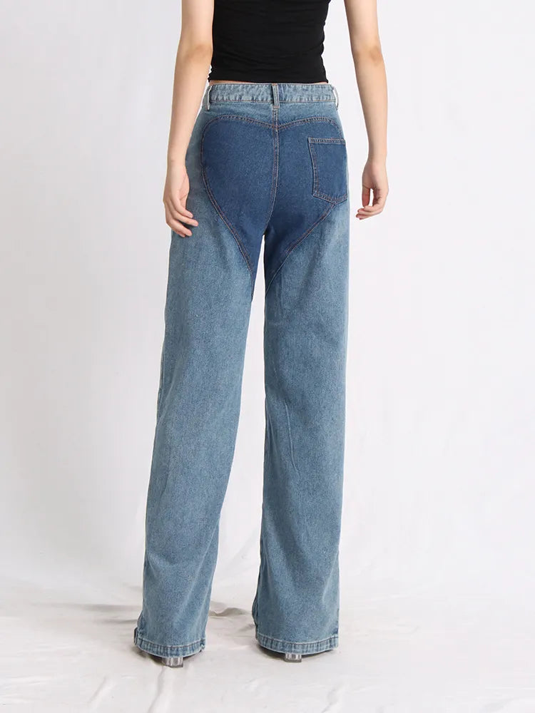 Trendy Two Different Denim Cut Out Jeans for Y2K and Cottagecore Outfit Inspiration