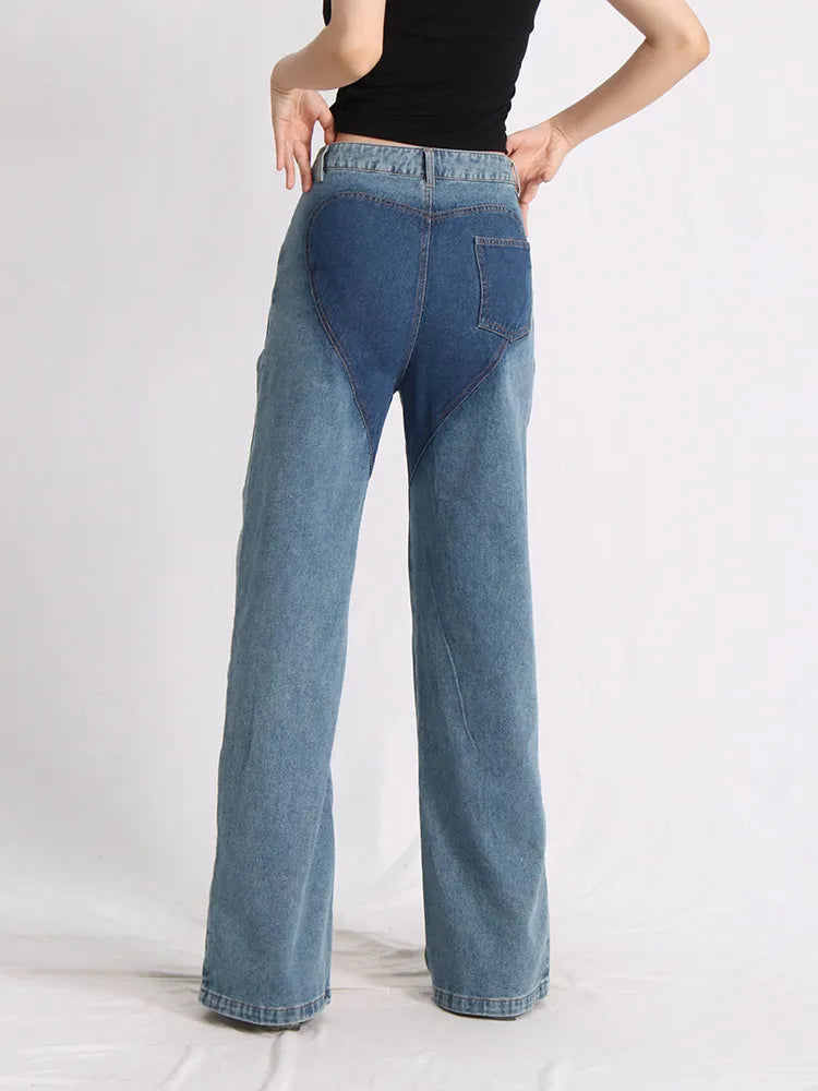 Trendy Two Different Denim Cut Out Jeans for Y2K and Cottagecore Outfit Inspiration