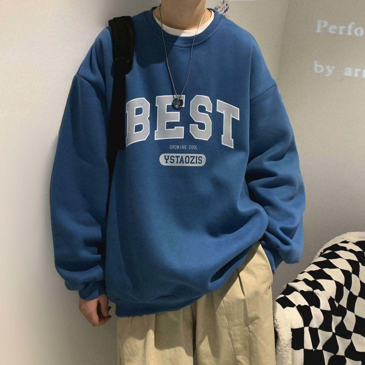 Trendy Y2K Oversized Sweatshirt with Vintage Graphic - Cozy Corduroy Aesthetic Style