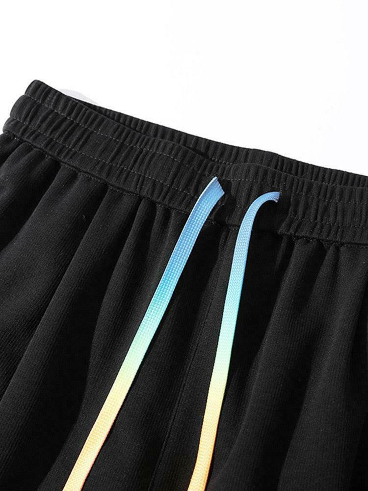 Vibrant Colored Laces Striped Sweatshorts for Trendy Y2K Outfits and Cottagecore Styles
