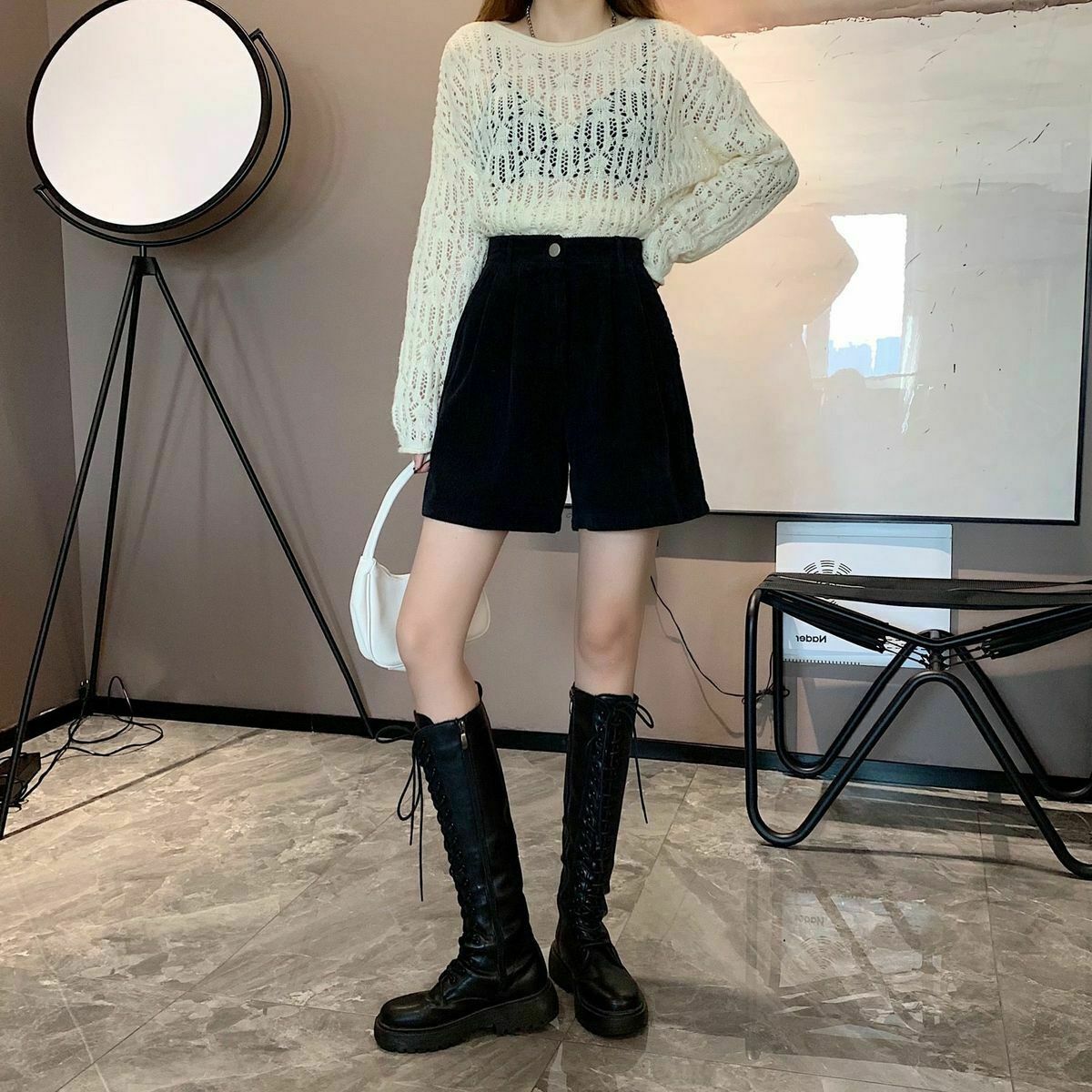 Vintage Dark Academia High Waist Corduroy Shorts - Trendy Y2K Fashion Essential