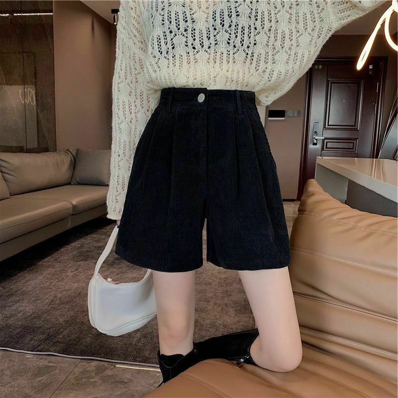 Vintage Dark Academia High Waist Corduroy Shorts - Trendy Y2K Fashion Essential