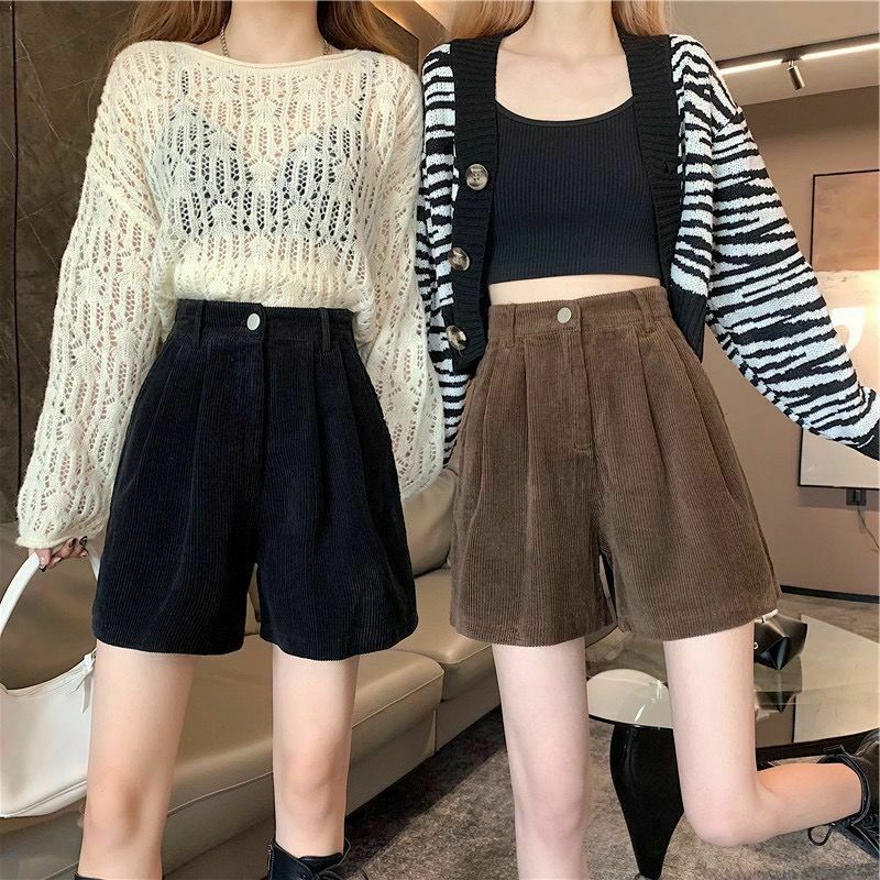 Vintage Dark Academia High Waist Corduroy Shorts - Trendy Y2K Fashion Essential