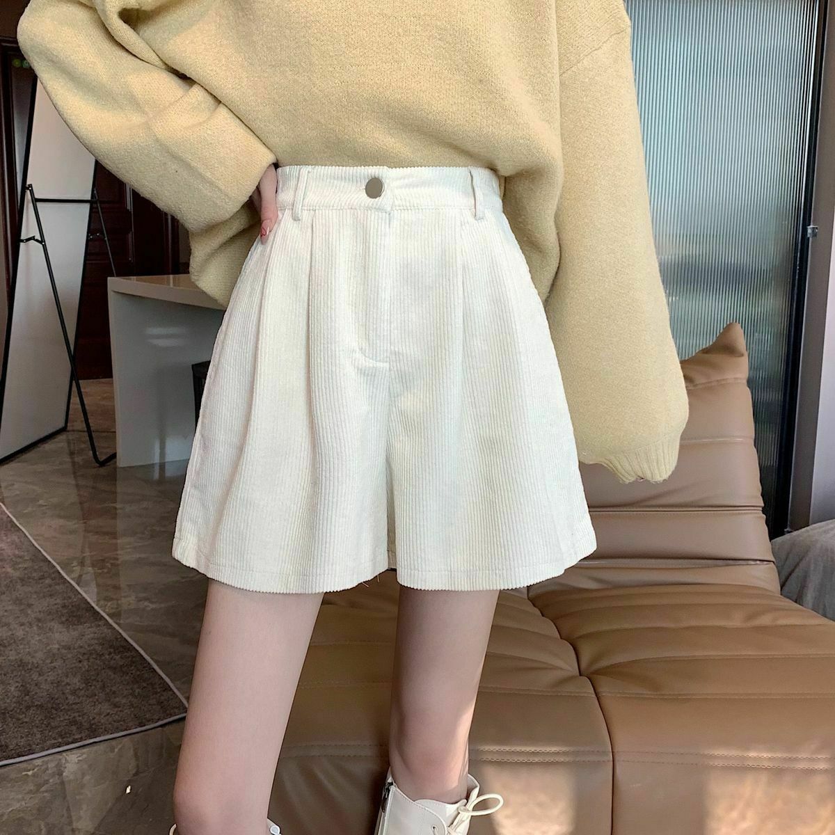 Vintage Dark Academia High Waist Corduroy Shorts - Trendy Y2K Fashion Essential