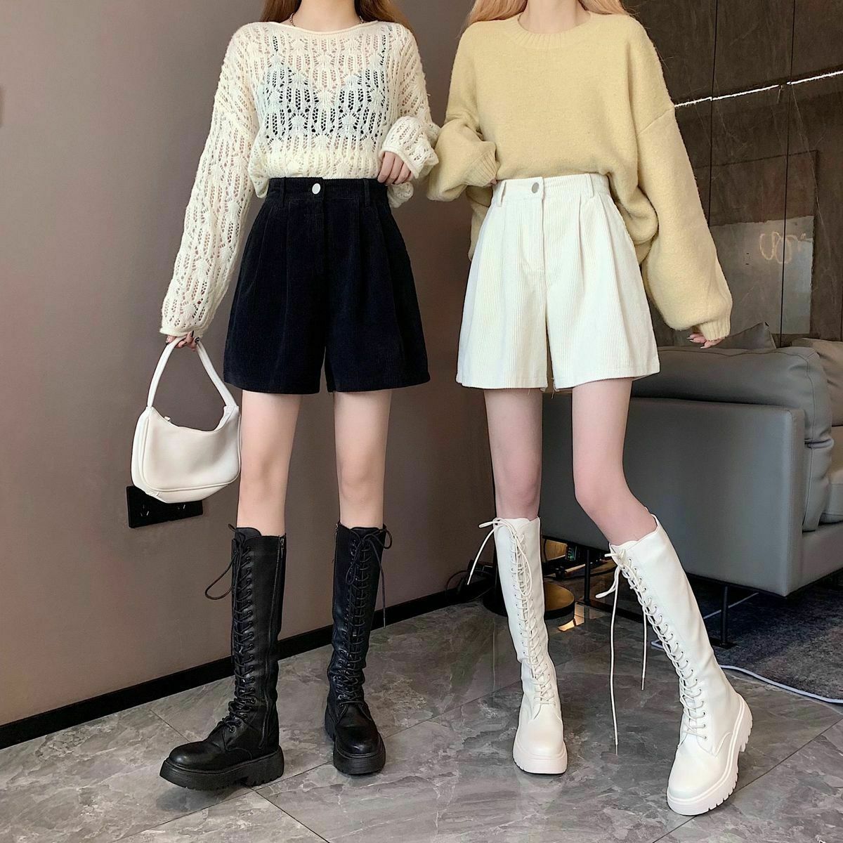 Vintage Dark Academia High Waist Corduroy Shorts - Trendy Y2K Fashion Essential