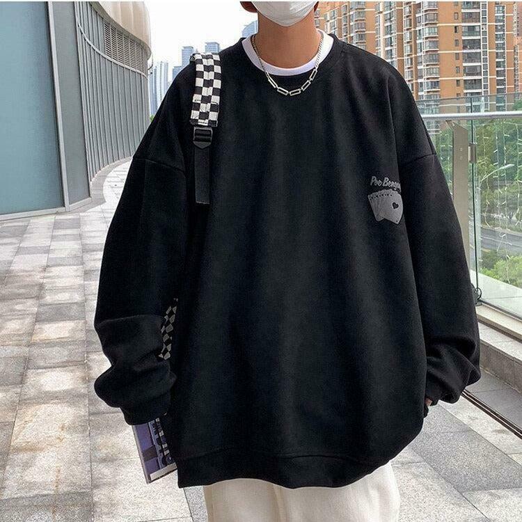 Vintage Graphic Playing Cards Sweatshirt - Trendy Oversized Aesthetic Corduroy Style