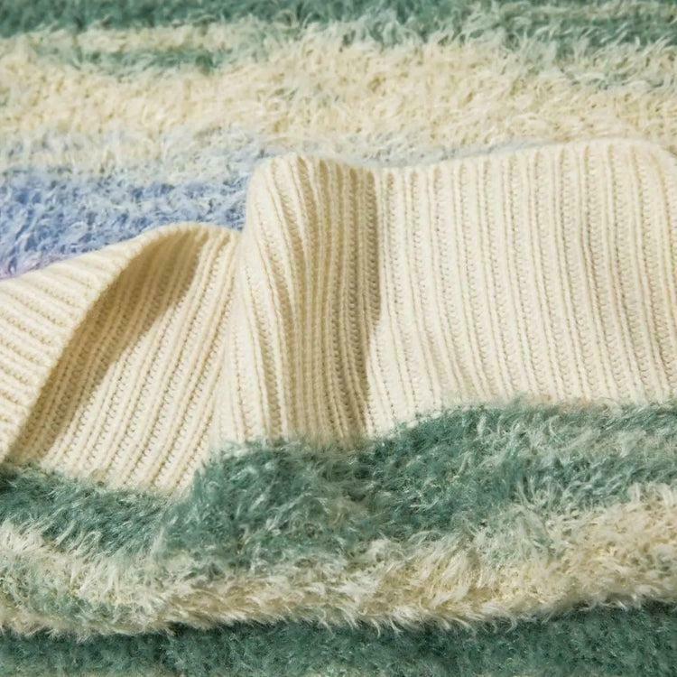 Vintage Multicolored Yarn Plush Sweater Vest - Y2K Fashion Zip-Up Style for Cozy Vibes