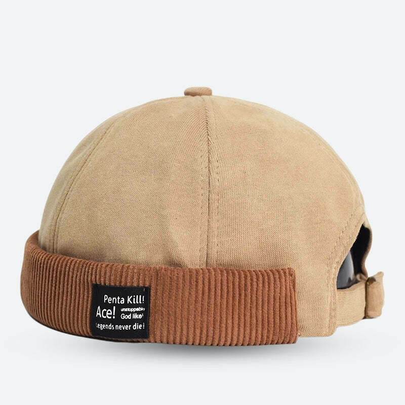 Vintage Y2K Corduroy Skull Cap with Cat Ears - Trendy and Stylish Headwear for All
