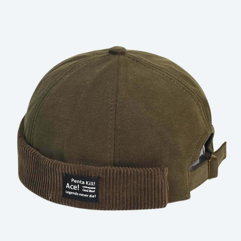 Vintage Y2K Corduroy Skull Cap with Cat Ears - Trendy and Stylish Headwear for All