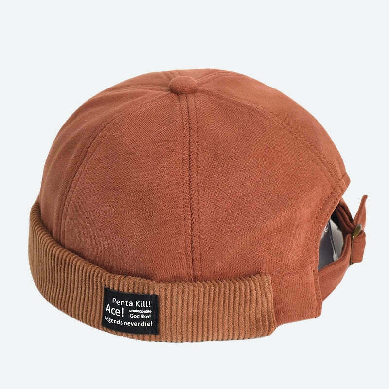 Vintage Y2K Corduroy Skull Cap with Cat Ears - Trendy and Stylish Headwear for All