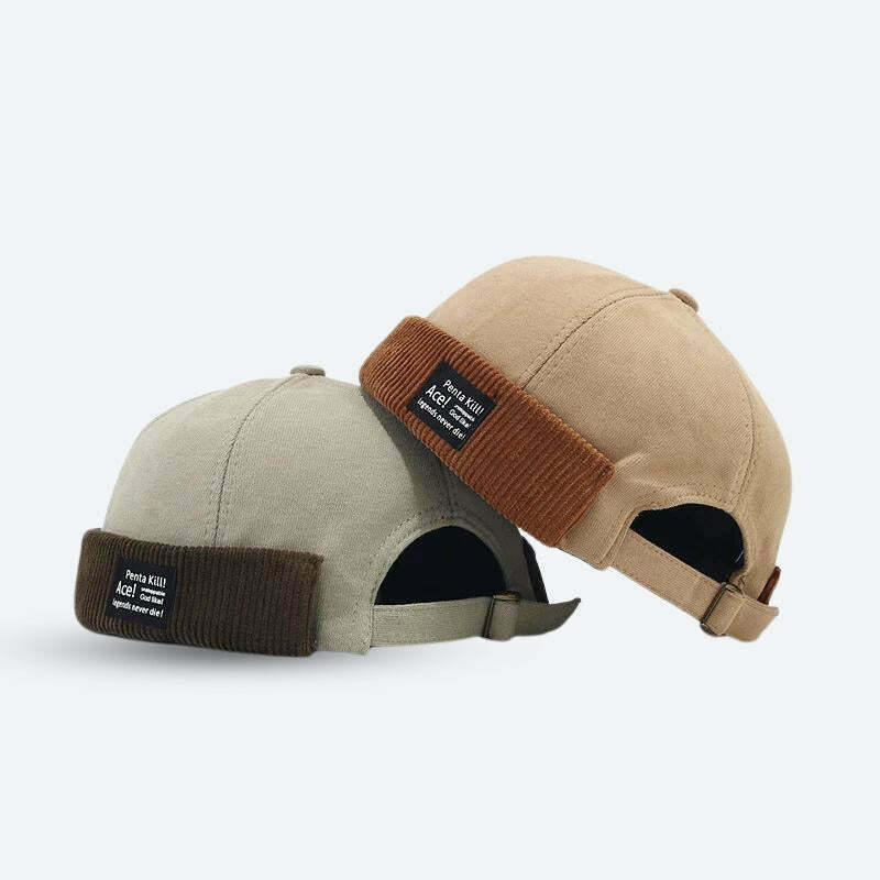 Vintage Y2K Corduroy Skull Cap with Cat Ears - Trendy and Stylish Headwear for All