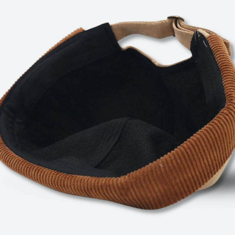 Vintage Y2K Corduroy Skull Cap with Cat Ears - Trendy and Stylish Headwear for All