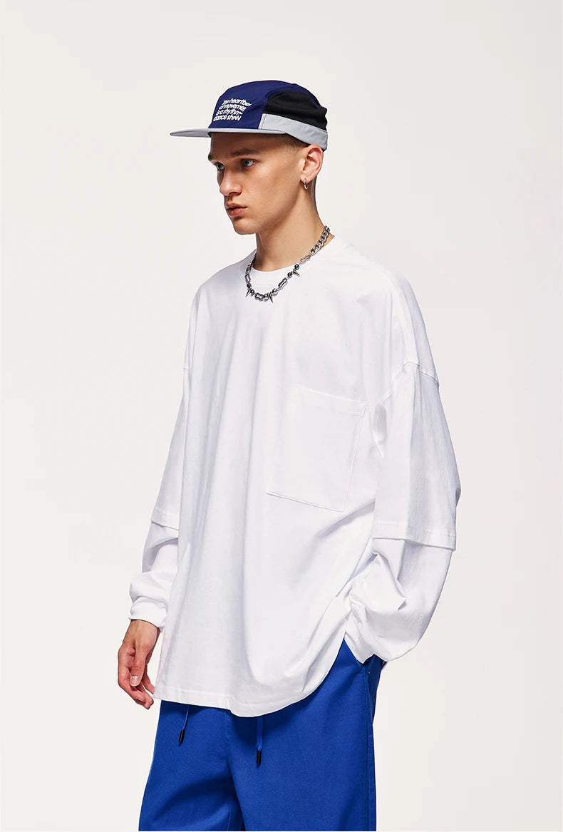 Vintage Y2K Layered Sleeve Sweatshirt in Soft Corduroy - Aesthetic Graphic Style