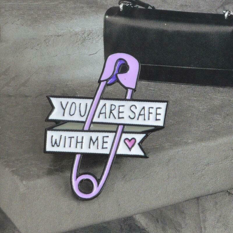 You Are Safe With Me Pins - Trendy Y2K Safe Pins for Cottagecore and Old Money Outfits