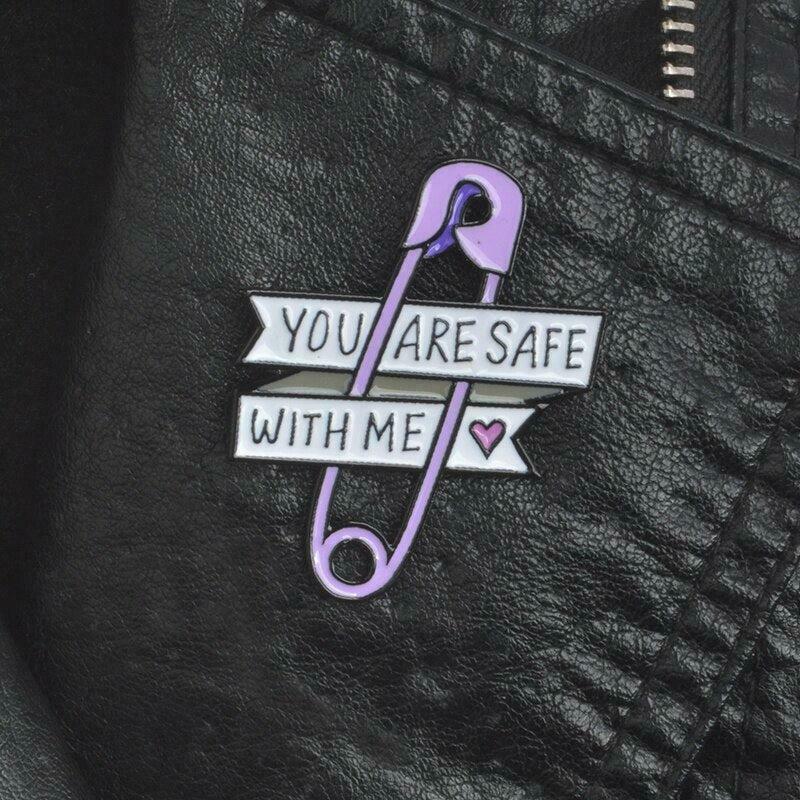 You Are Safe With Me Pins - Trendy Y2K Safe Pins for Cottagecore and Old Money Outfits