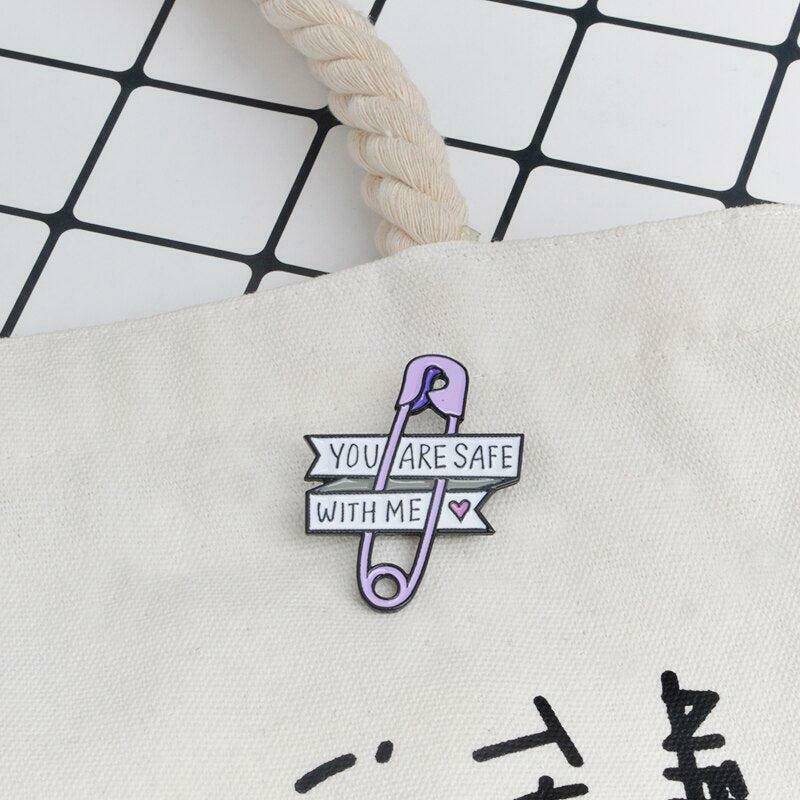 You Are Safe With Me Pins - Trendy Y2K Safe Pins for Cottagecore and Old Money Outfits