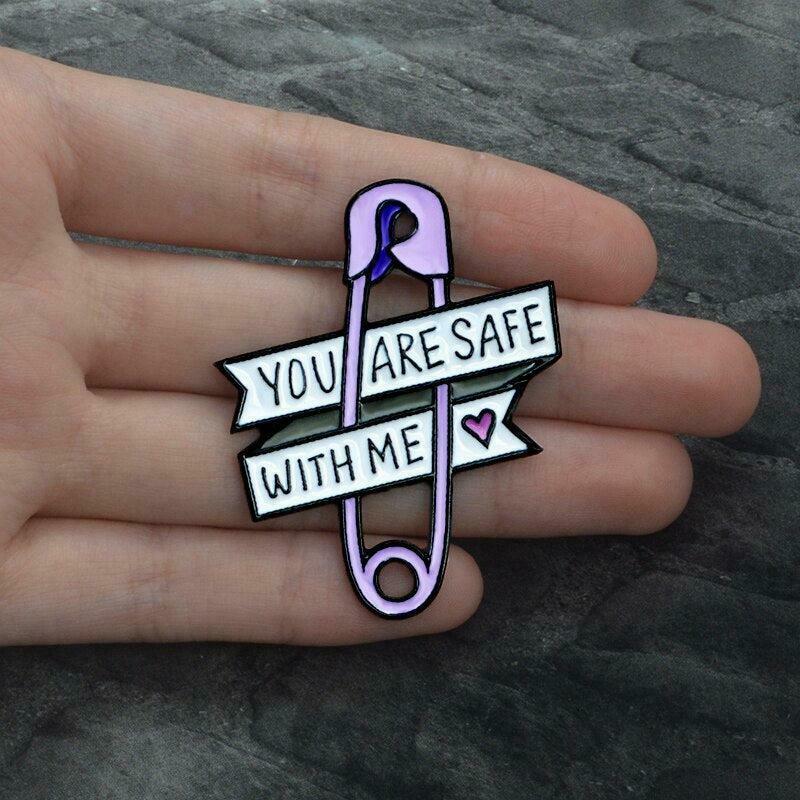 You Are Safe With Me Pins - Trendy Y2K Safe Pins for Cottagecore and Old Money Outfits